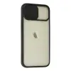 iPhone 12 Kılıf Palm Buzlu Kamera Sürgülü Silikon - Siyah