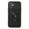iPhone 12 Mini Kılıf Pars Lens Yüzüklü Silikon - Siyah