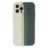 iPhone 12 Pro Kılıf Ebruli Lansman Silikon - Beyaz-Gri