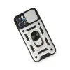 iPhone 12 Pro Kılıf Pars Lens Yüzüklü Silikon - Gümüş