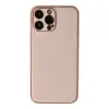 iPhone 13 Pro Max Kılıf Coco Deri Silikon Kapak - Pudra