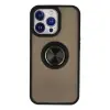 iPhone 13 Pro Max Kılıf Montreal Yüzüklü Silikon Kapak - Siyah