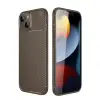 iPhone 14 Kılıf Auto Focus Karbon Kapak - Kahverengi
