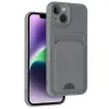 iPhone 14 Kılıf Kelvin Kartvizitli Silikon - Gri