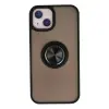 iPhone 15 Kılıf Montreal Yüzüklü Silikon Kapak - Siyah