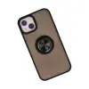 iPhone 15 Kılıf Montreal Yüzüklü Silikon Kapak - Siyah