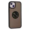 iPhone 15 Kılıf Montreal Yüzüklü Silikon Kapak - Siyah