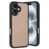 iPhone 16 Kılıf Aras Deri Kapak - Pudra
