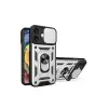 iPhone 16 Kılıf Pars Lens Yüzüklü Silikon - Gümüş