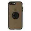 iPhone 7 Plus Kılıf Montreal Yüzüklü Silikon Kapak - Siyah