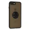 iPhone 7 Plus Kılıf Montreal Yüzüklü Silikon Kapak - Siyah