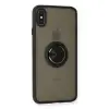 iPhone XS Max Kılıf Montreal Yüzüklü Silikon Kapak - Siyah