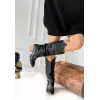 Jeoni Siyah Cilt Topuklu Çizme