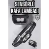 Kafa Lambası Kamp Lambası Sensörlü Şarjlı Ayarlanabilir