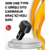 Kompakt Tasarımlı Type-C + USB Girişli Araç Şarj Başlığı