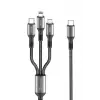Konfulon DC62 3in1 Type-C to 60W Type-C / 12W Lightning / 15W Micro 1.2M Hızlı Şarj Kablo - Siyah
