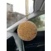 Kristal Taşlı Disko Topu Dikiz Ayna Süsü Küçük 6cm Altın