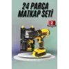 Matkap Seti 24 Parça Çift Bataryalı Darbeli Led Işıklı Vidalama