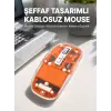 Mouse Fare Kablosuz Mouse Fare Şarjlı Bluetooth Sessiz 5 Tuşlu Şeffaf