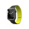 Movenchy Apple Watch 42mm MO-WB1 Çift Renk Mıknatıslı Silikon Kordon - Siyah-Sarı