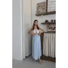 Müslin kumaş keten uzun etek mvi pt