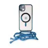 Newface Apple iPhone 11 Kılıf Divo Lazer Askılı Magsafe Kapak - Sierra Blue