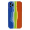 Newface Apple iPhone 11 Pro Kılıf Ebruli Lansman Silikon - Mavi-Turuncu