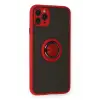 Newface Apple iPhone 11 Pro Kılıf Montreal Yüzüklü Silikon Kapak - Kırmızı