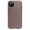 Newface Apple iPhone 11 Pro Max Kılıf Auto Focus Karbon Kapak - Kahverengi