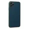 Newface Apple iPhone 11 Pro Max Kılıf Coco Deri Silikon Kapak - Mavi