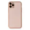 Newface Apple iPhone 11 Pro Max Kılıf Coco Deri Silikon Kapak - Pembe