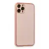 Newface Apple iPhone 11 Pro Max Kılıf Coco Deri Silikon Kapak - Pembe