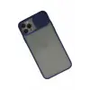 Newface Apple iPhone 11 Pro Max Kılıf Palm Buzlu Kamera Sürgülü Silikon - Lacivert