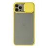 Newface Apple iPhone 11 Pro Max Kılıf Palm Buzlu Kamera Sürgülü Silikon - Sarı