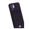 Newface Apple iPhone 12 Kılıf Kelvin Kartvizitli Silikon - Derin Mor