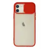 Newface Apple iPhone 12 Kılıf Palm Buzlu Kamera Sürgülü Silikon - Kırmızı