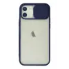 Newface Apple iPhone 12 Kılıf Palm Buzlu Kamera Sürgülü Silikon - Lacivert