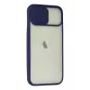 Newface Apple iPhone 12 Kılıf Palm Buzlu Kamera Sürgülü Silikon - Lacivert
