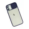 Newface Apple iPhone 12 Kılıf Palm Buzlu Kamera Sürgülü Silikon - Lacivert