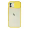 Newface Apple iPhone 12 Kılıf Palm Buzlu Kamera Sürgülü Silikon - Sarı