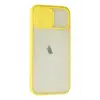 Newface Apple iPhone 12 Kılıf Palm Buzlu Kamera Sürgülü Silikon - Sarı