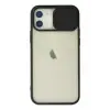 Newface Apple iPhone 12 Kılıf Palm Buzlu Kamera Sürgülü Silikon - Siyah