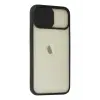 Newface Apple iPhone 12 Kılıf Palm Buzlu Kamera Sürgülü Silikon - Siyah