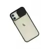 Newface Apple iPhone 12 Kılıf Palm Buzlu Kamera Sürgülü Silikon - Siyah