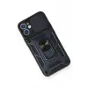 Newface Apple iPhone 12 Kılıf Pars Lens Yüzüklü Silikon - Lacivert