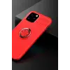 Newface Apple iPhone 12 Kılıf Range Yüzüklü Silikon - Kırmızı