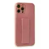 Newface Apple iPhone 12 Pro Kılıf Coco Karbon Standlı Kapak - Pembe