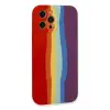 Newface Apple iPhone 12 Pro Kılıf Ebruli Lansman Silikon - Kırmızı-Mor
