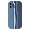 Newface Apple iPhone 12 Pro Kılıf Ebruli Lansman Silikon - Mavi-Gri