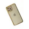 Newface Apple iPhone 12 Pro Kılıf Joke Taşlı Silikon - Gold